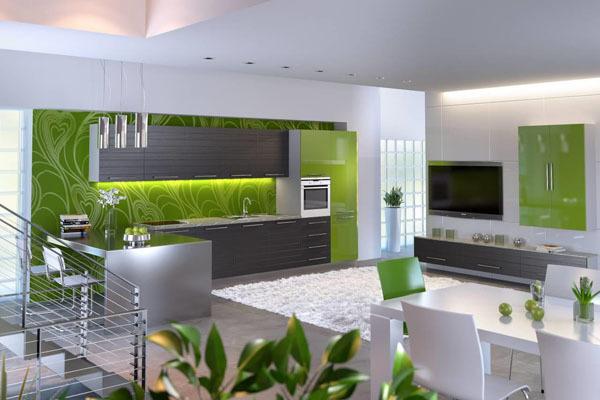 Kjøkkendesign i grønne toner - fasjonabelt og stilig