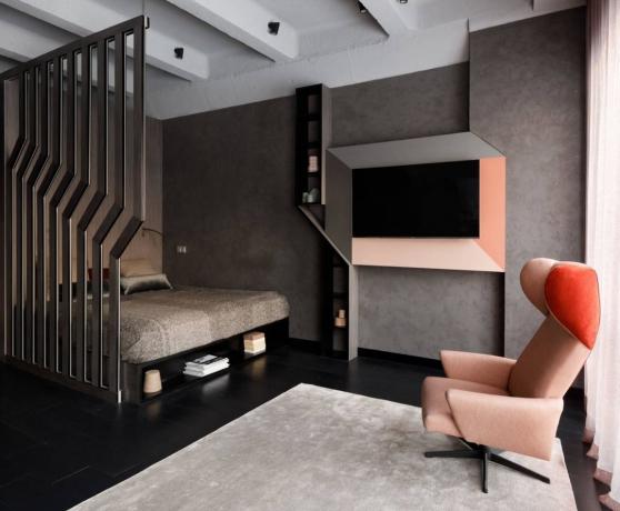 En stilig leilighet på 40 kvm i et nytt bygg for en bachelor