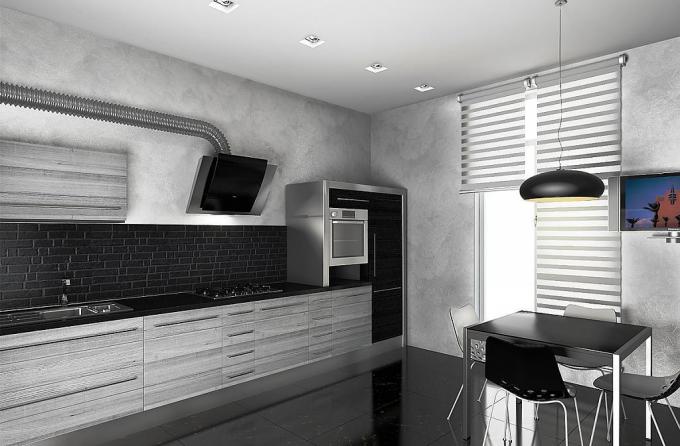 Hi-tech er designet for å understreke teknologi, ikke komfort, så rommene bruker ofte en kombinasjon av hvitt med grått eller svart 