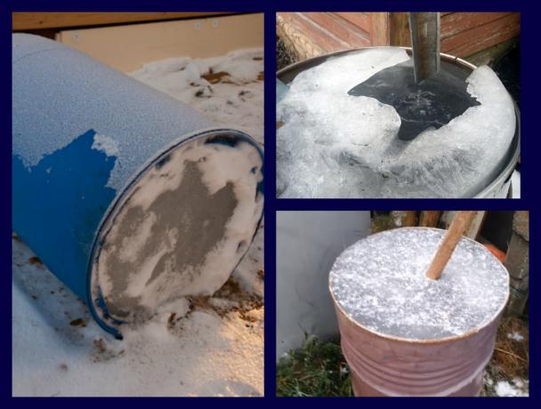 Hvordan å forlate fat med vann i vinter, så det er ikke rasperlo, og hvorfor denne metoden er den mest populære