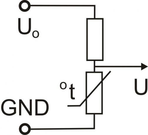 Figur 3. Typisk inkludering av en termistor i termiske stabiliseringskretser