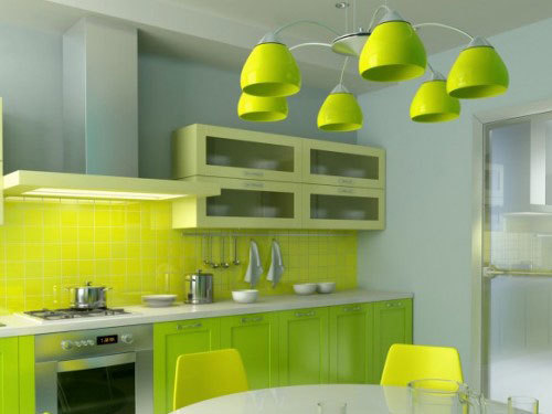 Hvite og grønne kjøkken - rolig og koselig interiør