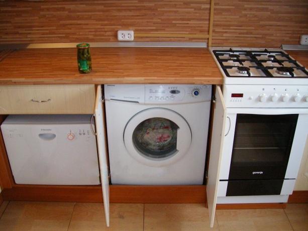 Flott sted for en vaskemaskin på kjøkkenet