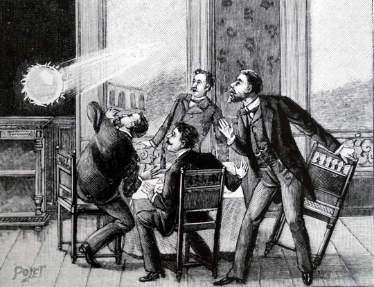 Denne illustrasjonen viser den franske ildkule, trenge inn i rommet gjennom vinduet