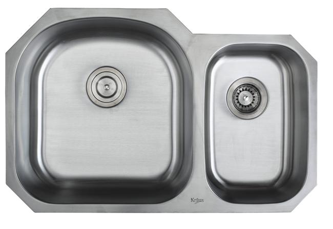 Utmerket innfelt kjøkkenvask med to boller, 16 gauge rustfritt stål