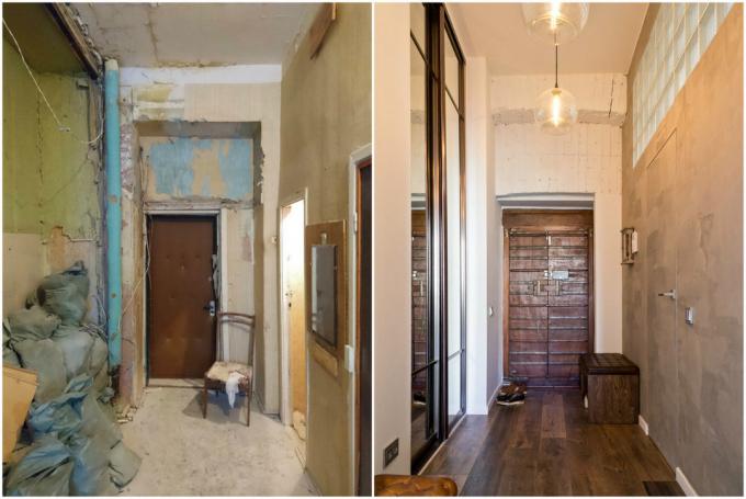 Den stilfulle interiøret til den drepte 54 m² leilighet i "gamle fond": før og etter bilder