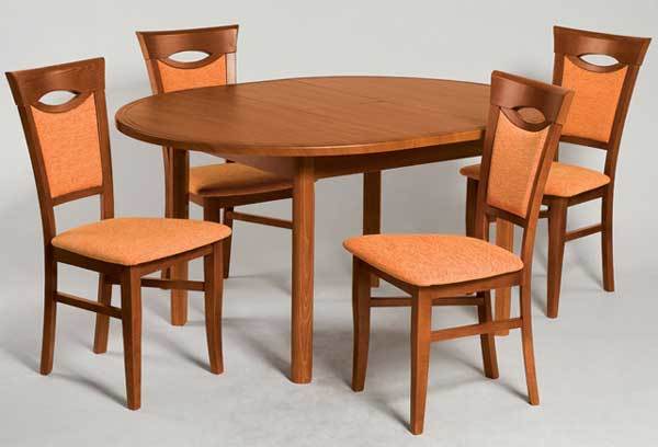Når du velger et bord, ikke glem å umiddelbart plukke opp stoler med en passende tekstur