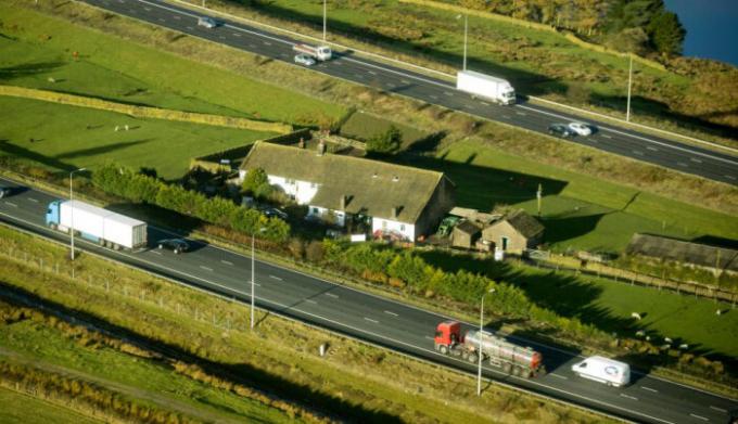 Dyrket mark, som er på den britiske motorveien M62.