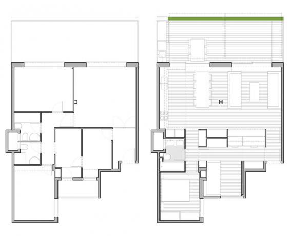 Treshka 65 m², hvorav mer enn halvparten - et kjøkken-stue