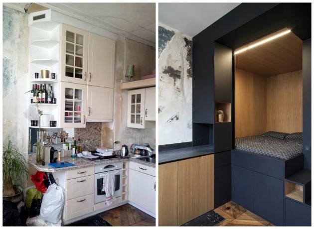 Fet interiør odnushki 32 m² med et soverom i skapet: før og etter bilder